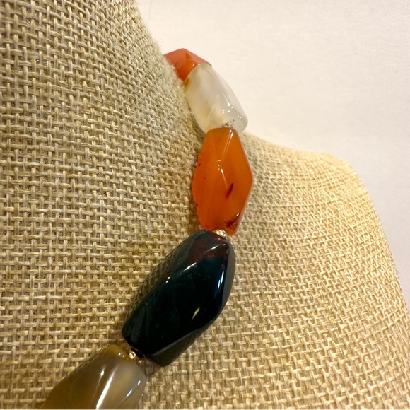 Gorgeous Multi Gemstone Genuine Necklace- orange, ivory, black - Agate - Picture 4 of 13